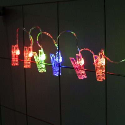 Светодиодная гирлянда Прищепки Мерцающий 3м 20Led Разноцветный 1шт
