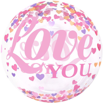 F Bubble Deco (20''/51 см) Множество сердец Love Прозрачный 1шт
