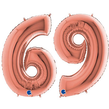 Г Цифра 6/9 (40"102 см) Розовое золото Rose Gold 1шт