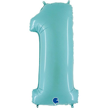 Г Цифра 1 (40"/102 см) Голубой Blue Пастель 1шт
