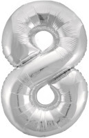F Цифра 8 (34''/86 см) Серебро Сатин 1шт в интернет магазине Праздникмастер
