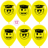 S Шар (12''/30 см) Выпускник Emoji Желтый Пастель 2ст 50шт Sempertex продажа в интернет - магазине ПраздникМастер