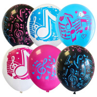 М Шар (12"/30 см) Ноты Ассорти Пастель 2цв 5ст 2ст 25шт Globos Payaso продажа в интернет - магазине ПраздникМастер