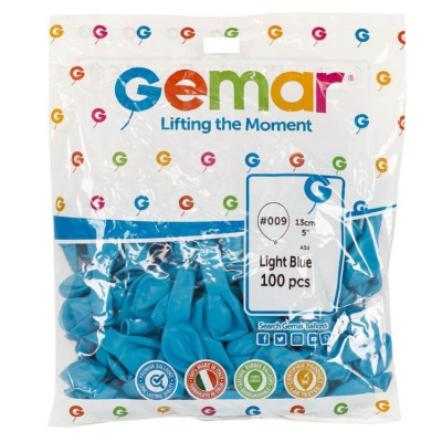 И Шар (5"/13 см) Голубой (09) Light Blue Пастель 100шт продажа в интернет - магазине ПраздникМастер