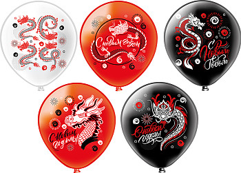 БК Шар (12"/30 см) С НГ Дракон Ассорти Пастель 2цв 1ст 25шт