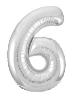 Р Цифра 6/9 (40''/102 см) Slim Серебро 1шт в интернет магазине Праздникмастер