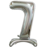 ПМ Цифра 7 (16"/41 см) Серебро Silver на подставке 1шт в интернет магазине Праздникмастер