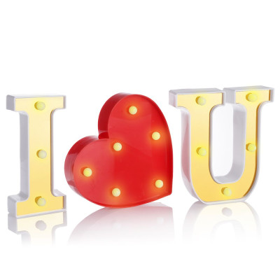 Набор световых фигур I Love You Золото/Красный 16см