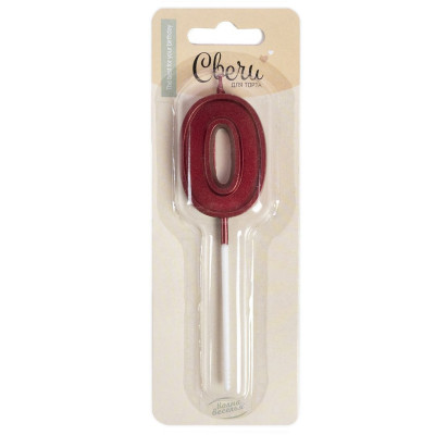 Свеча Цифра 0 Чистая линия  Красный 4,7х6,7+7см 1шт фотография