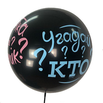 M Шар (24"/61 см) Угадай кто? Черный BLACK Пастель 2цв 4ст 1шт