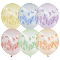 М Шар (12"/30 см) Перья Ассорти Кристалл 4ст 25шт Globos Payaso продажа в интернет - магазине ПраздникМастер