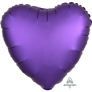 А Сердце (18''/46 см) Фиолетовый Purple Royale Сатин 1шт