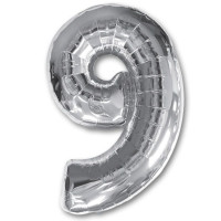 А Цифра 9 (40"/102 см) Серебро Silver 1шт в интернет магазине Праздникмастер