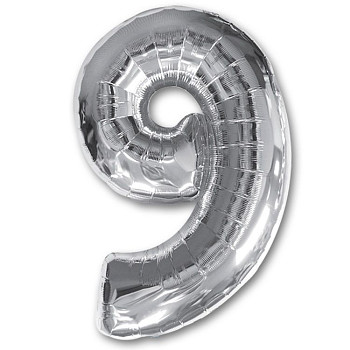 А Цифра 9 (40"/102 см) Серебро Silver 1шт