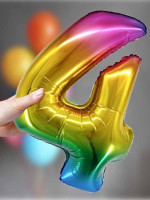 В Цифра 4 (16"/ 41 см) Радужный Градиент 1шт в интернет магазине Праздникмастер