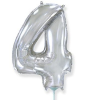 Ф Цифра 4 (16"/40 см) Серебро Silver 1шт в интернет магазине Праздникмастер