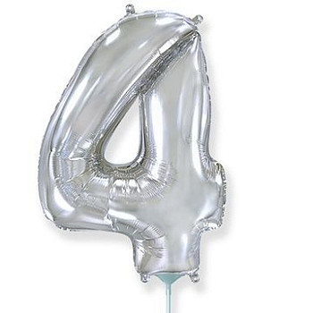 Ф Цифра 4 (16"/40 см) Серебро Silver 1шт