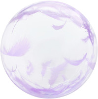 F Bubble Deco (20''/51 см) Сиреневые перья Прозрачный 1шт