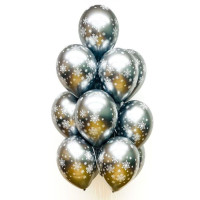 И Шар (14"/36 см) Снежинки Серебро Shiny Silver Хром 5ст 25шт Gemar продажа в интернет - магазине ПраздникМастер