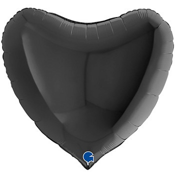 Г Сердце (36"/91 см) Черный Black Пастель 1шт