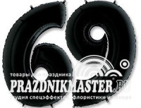 Г Цифра 6/9 (40"/102 см) Черный Black Пастель 1шт в интернет магазине Праздникмастер