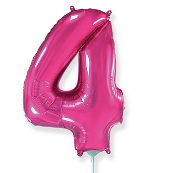 Ф Цифра 4 (16"/40 см) Фуксия Fuchsia 1шт