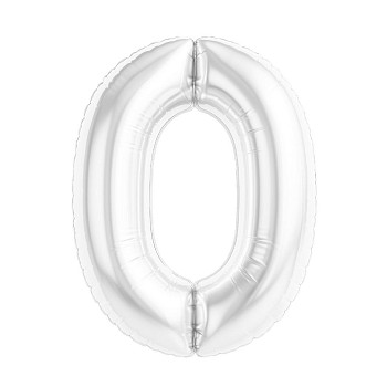 Р Цифра 0 (40''/102 см) Slim Белый блеск 1шт