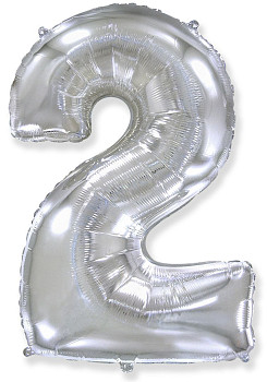 Ф Цифра 2 (40''/102 см) Серебро 1шт