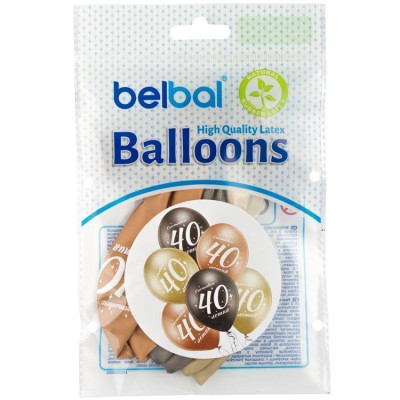 Б Шар (14"/36 см) Юбилей 40лет Ассорти Glossy Хром 2ст 6шт BELBAL продажа в интернет - магазине ПраздникМастер