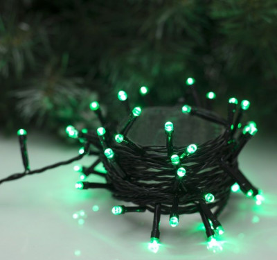 Гирлянда Нить Зеленое свечение 5 м 8 режимов Темная нить 50 LED IP20