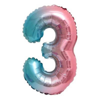 ПМ Цифра 3 (32''/81 см) Нежная радуга Градиент/Надув воздухом 1шт в интернет магазине Праздникмастер