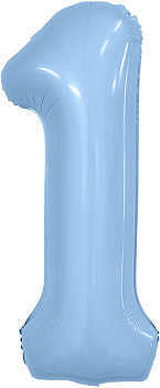 Р Цифра 1 (40"/102 см) Slim Небесный 1шт