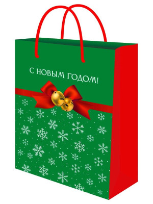 Пакет матовый с глиттером Снежинки 18х23х10см 1шт