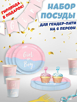 Набор посуды Мальчик/Девочка 6 персон 1уп