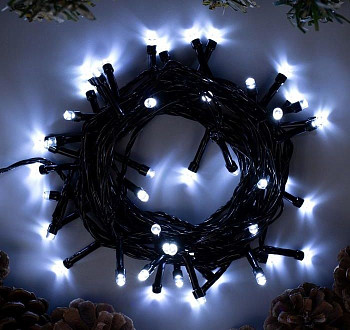 Гирлянда Нить Белое свечение 5 м 8 режимов Темная нить 50 LED IP20