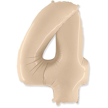 Ф Цифра 4 (40"/102 см) Кремовый Cream Сатин 1шт