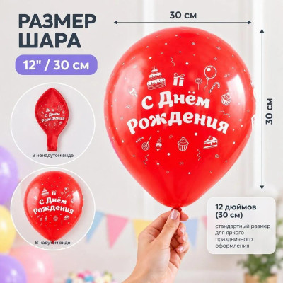 Шар (12"/30 см) С ДР Торты Ассорти Пастель 5ст 50шт ВЕСЕЛЫЙ ПРАЗДНИК продажа в интернет - магазине ПраздникМастер