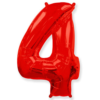 Ф Цифра 4 (40"/102 см) Красный Red 1шт