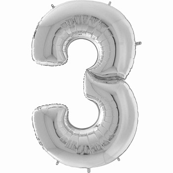 Г Цифра 3 (64"/162 см) Серебро Silver 1шт