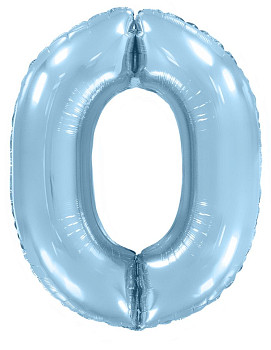 Ф Цифра 0 (40''/102 см) Голубой 1шт