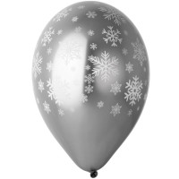 И Шар (14"/36 см) Снежинки Серебро Shiny Silver Хром 5ст 25шт Gemar продажа в интернет - магазине ПраздникМастер