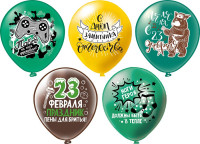 БК Шар (12''/30 см) С 23 февраля Юмор Ассорти Пастель 2цв 1ст 25шт БиКей продажа в интернет - магазине ПраздникМастер