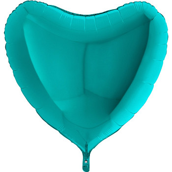 Г Сердце (36"/91 см) Бирюзовый Tiffany Металлик 1шт