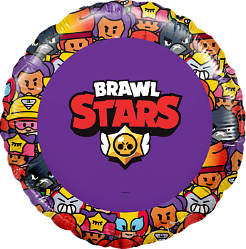 Р Круг (18''/46 см) Brawl Stars Команда бойцов дизайн №1 Фиолетовый 1шт