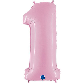 Г Цифра 1 (40"/102 см) Розовый Pink Пастель 1шт