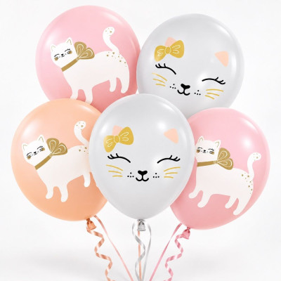 512 Шар (12''/30 см) Кошечка с бантом Ассорти Пастель 1ст 25шт 512 продажа в интернет - магазине ПраздникМастер