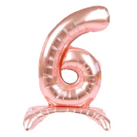 ПМ Цифра 6 (16"/41 см) Розовое золото Rose gold на подставке 1шт в интернет магазине Праздникмастер
