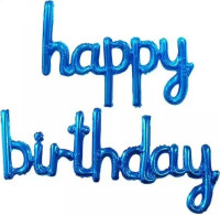 F Мини-Надпись (17''/43 см) Happy Birthday Синий 1шт в интернет магазине Праздникмастер