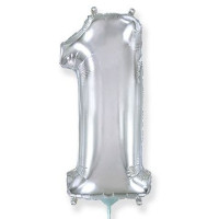 Ф Цифра 1 (16"/40 см) Серебро Silver 1шт в интернет магазине Праздникмастер