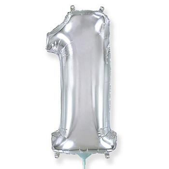 Ф Цифра 1 (16"/40 см) Серебро Silver 1шт